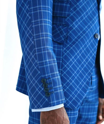 A Windowpane relayed and inverted check, knitted peak lapel suit