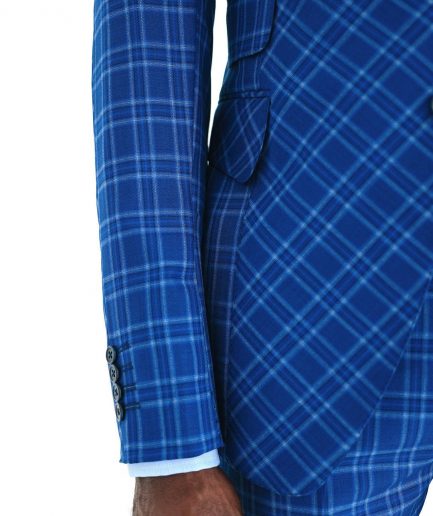 A Windowpane relayed and inverted check, knitted peak lapel suit