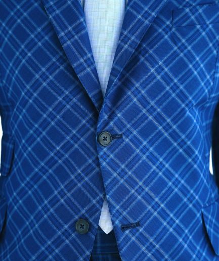A Windowpane relayed and inverted check, knitted peak lapel suit