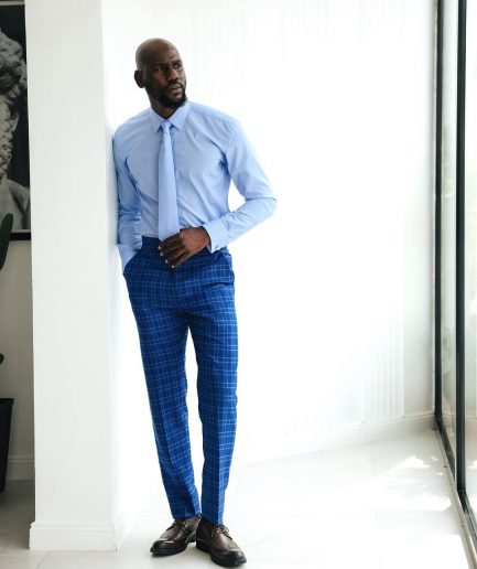 A Windowpane relayed and inverted check, knitted peak lapel suit