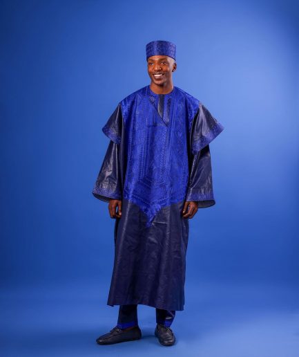 A Navy Blue, Arewa Embroidery, Malian Embroidery Details, Traditional Agbada