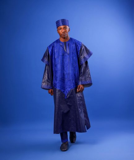 A Navy Blue, Arewa Embroidery, Malian Embroidery Details, Traditional Agbada