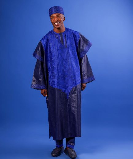 A Navy Blue, Arewa Embroidery, Malian Embroidery Details, Traditional Agbada
