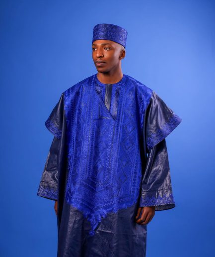 A Navy Blue, Arewa Embroidery, Malian Embroidery Details, Traditional Agbada