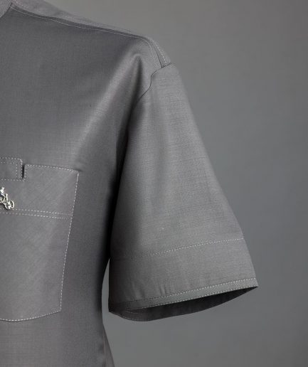 A Grey, Front Flap With A Clear View Swarovski Crystal Button, Shirt Sleeve African Senator Kaftan Native