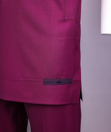A Ruby red, front flap with black Swarovski crystal button, 3/4 sleeve African senator kaftan native