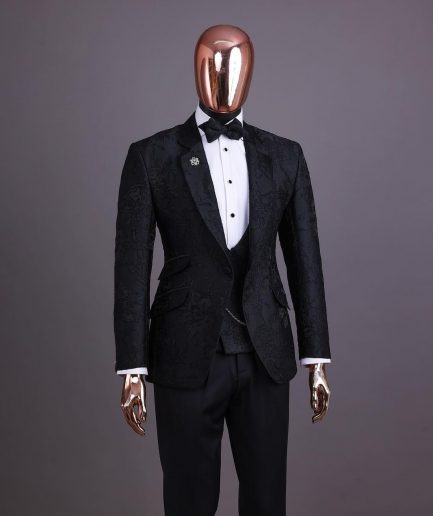Dispersed Root Floral Black Suit