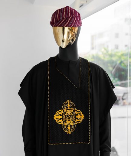 A Charcoal Black, Quadrant Medulla Embroidery Details Agbada