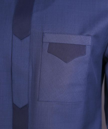 A Navy Blue, Front Flap, 3/4 Sleeve African Senator Kaftan Native.