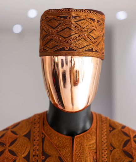 A Chocolate Brown, Arewa Embroidery Traditional Agbada.