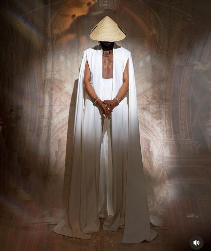 A monochrome ivory white deconstructed jacket with flare