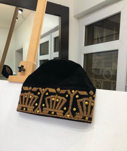 A Black and gold Embroidery African Traditional  hat