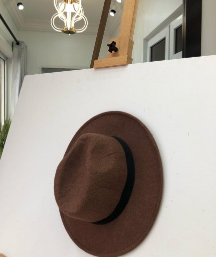 A Coffee Brown Men Fashion Wool Hat.