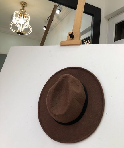 A Coffee Brown Men Fashion Wool Hat.