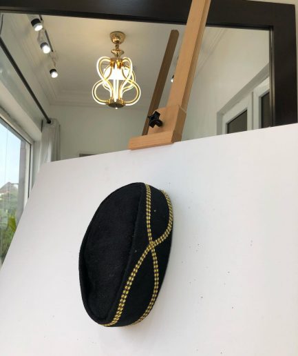African Traditional Black and Gold Lines ceremonial hat