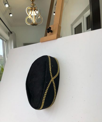 African Traditional Black and Gold Lines ceremonial hat