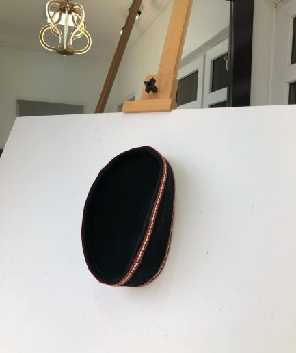 African IBO Traditional Black and red lines ceremonial hat