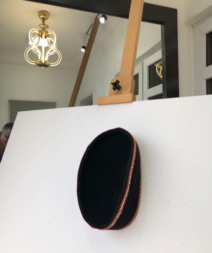 African IBO Traditional Black and red lines ceremonial hat
