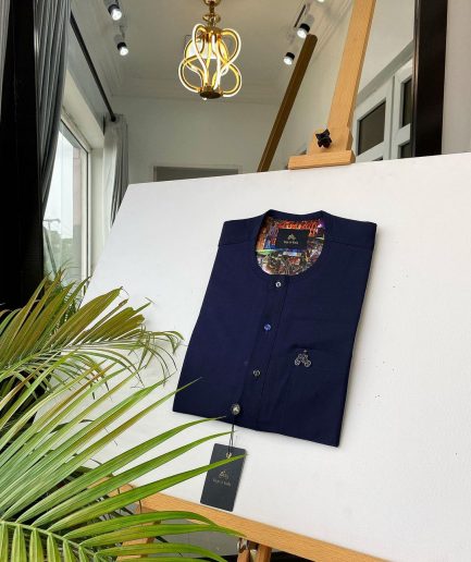 A Navy Blue With mixed Swarovski buttons detailing African Kaftan and sokoto
