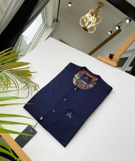 A Navy Blue With mixed Swarovski buttons detailing African Kaftan and sokoto