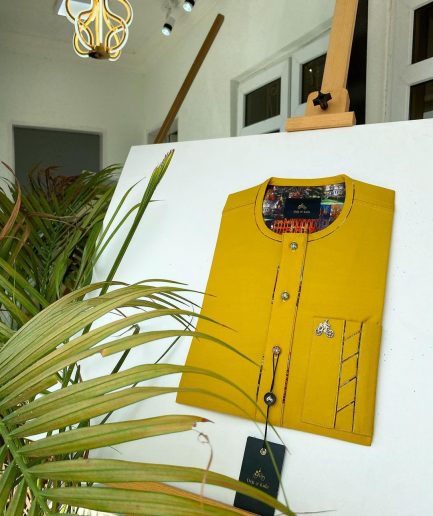 A Mustard Yellow with Swarovski button detailing African Kaftan and sokoto