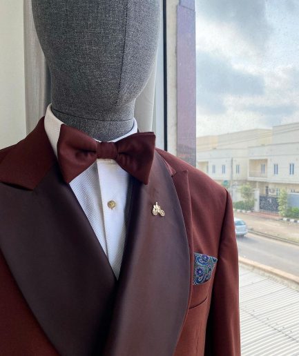 A Chocolate brown Bespoke reloaded “Arthur Richards” tuxedo 3 lapel suit