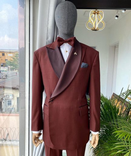 A Chocolate brown Bespoke reloaded “Arthur Richards” tuxedo 3 lapel suit