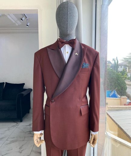 A Chocolate brown Bespoke reloaded “Arthur Richards” tuxedo 3 lapel suit