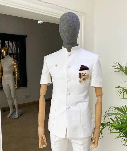 An Ivory White “French” Safari Suit.
