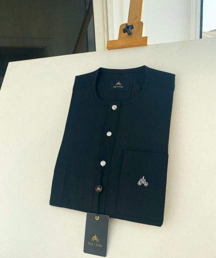 A Charcoal black with silver Swarovski button details African Kaftan