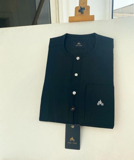 A Charcoal black with silver Swarovski button details African Kaftan