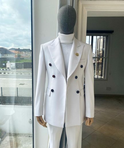 An Ivory White “Hart” Triple Breasted Suit