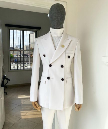 An Ivory White “Hart” Triple Breasted Suit