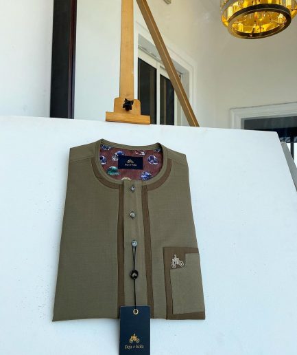 A Dark brown and onion colour mix front flap traditional African kaftan