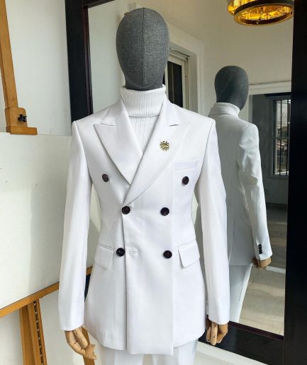 An Ivory White “Hart” Triple Breasted Suit