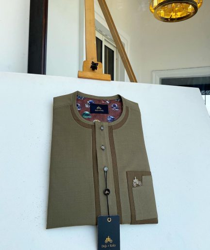A Dark brown and onion colour mix front flap traditional African kaftan