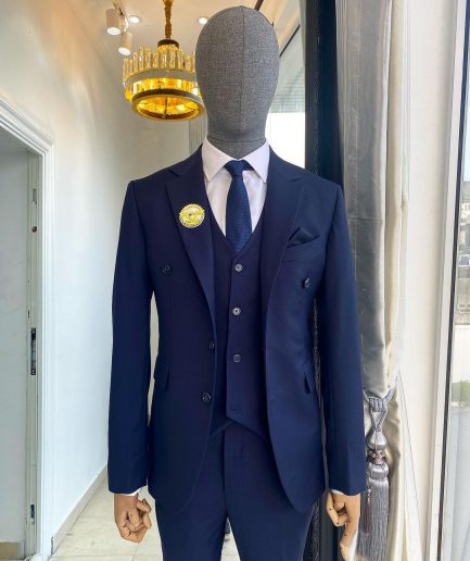 A Bespoke reloaded “peaky blinders” navy blue notch lapel suit