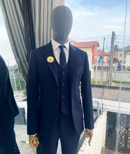 A Bespoke reloaded “peaky blinders” navy blue notch lapel suit