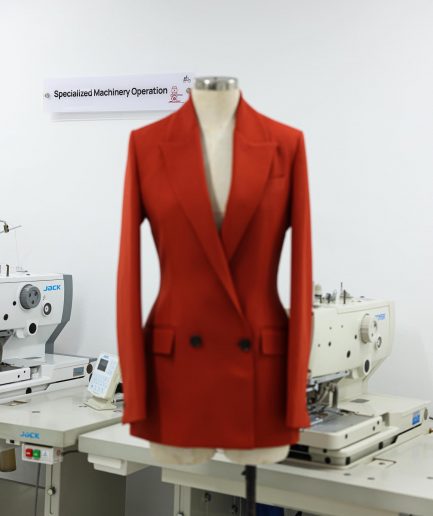 A Rust Orange Peak Lapel, Double-Breasted Jacket.