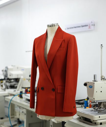 A Rust Orange Peak Lapel, Double-Breasted Jacket.