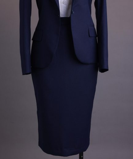 A Navy Blue, dotted pattern, nobility wool blend, business-wide notch lapel suit