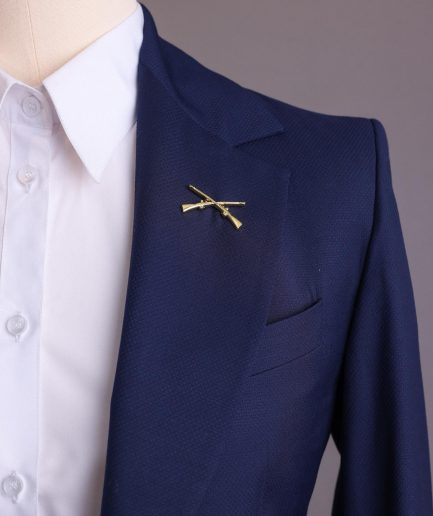 A Navy Blue, dotted pattern, nobility wool blend, business-wide notch lapel suit