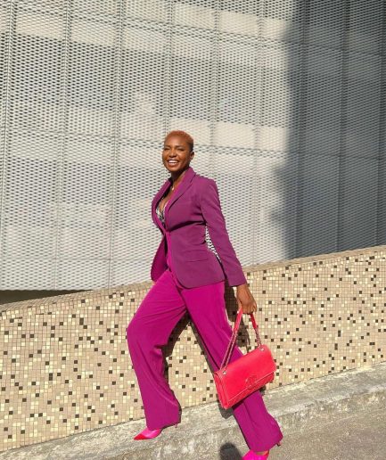 A Magenta-Purple Quad-Notch Lapel Jacket