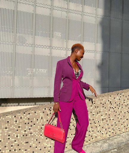 A Magenta-Purple Quad-Notch Lapel Jacket