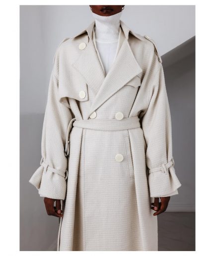 A Tweed Ivory White, double-breasted Coat