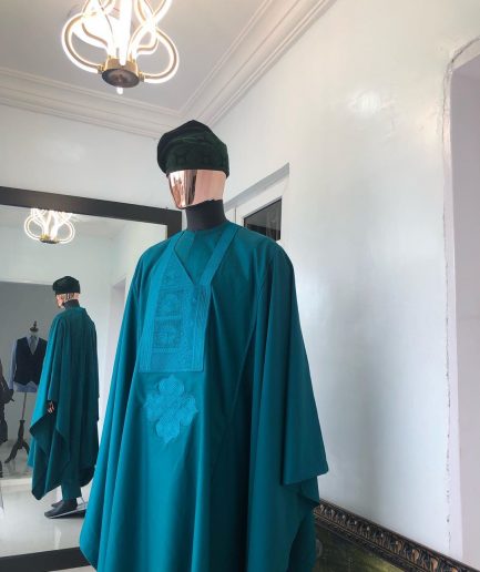 An Emerald Green with Embroidery Agbada
