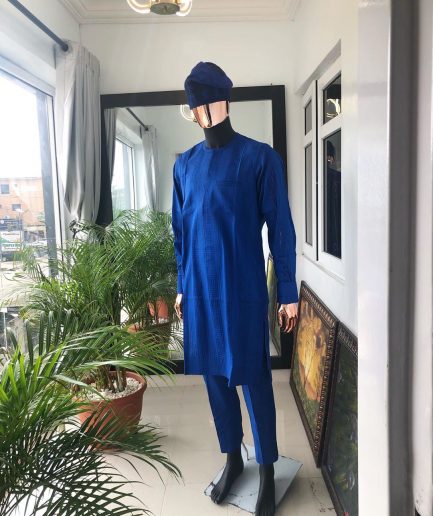 A Royal Blue front flap Kaftan African senator kaftan