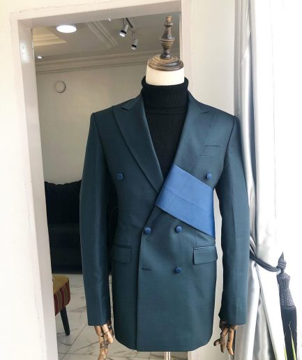 A Sacramento Green “Oranmiyan“ Double Breasted Peak Lapel Suit