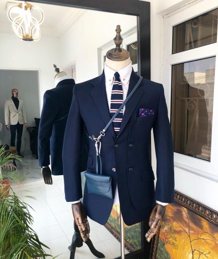 A Charcoal Black Reloaded “Catch Me If You Can” Double Left Breasted Notch lapel Suit