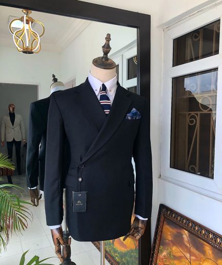 A Charcoal Black “Herd Immunity” Wrap Single Button Breasted Suit